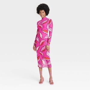 Target x Sammy B - Target Sammy B Women's Midi Dress Long Sleeve Mesh Pink